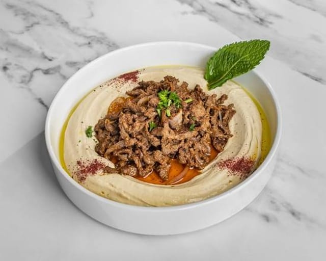 Hummus w/ Beef Shawarma.