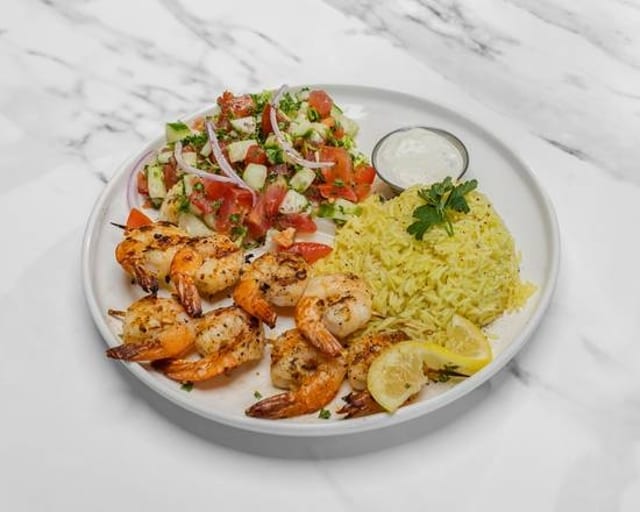 Shrimp Kabob Platter.