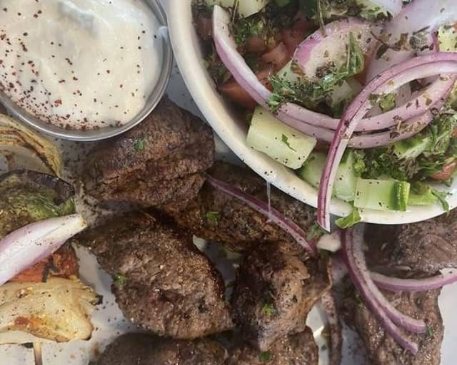 Beef Shish Kabob Platter.